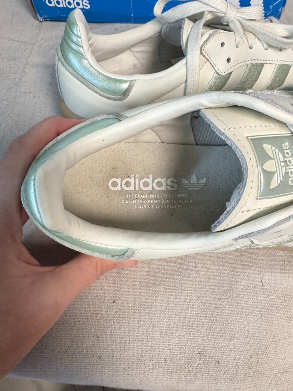 Adidas Women's 9.5 Sambae Off White  Lime Green Gum IG1947 Samba Shoes Sneakers - Picture 11 of 16